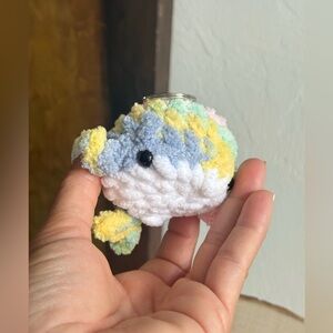 Handmade Mini Whale Multicolor Pastel Crochet Plushie Keychain